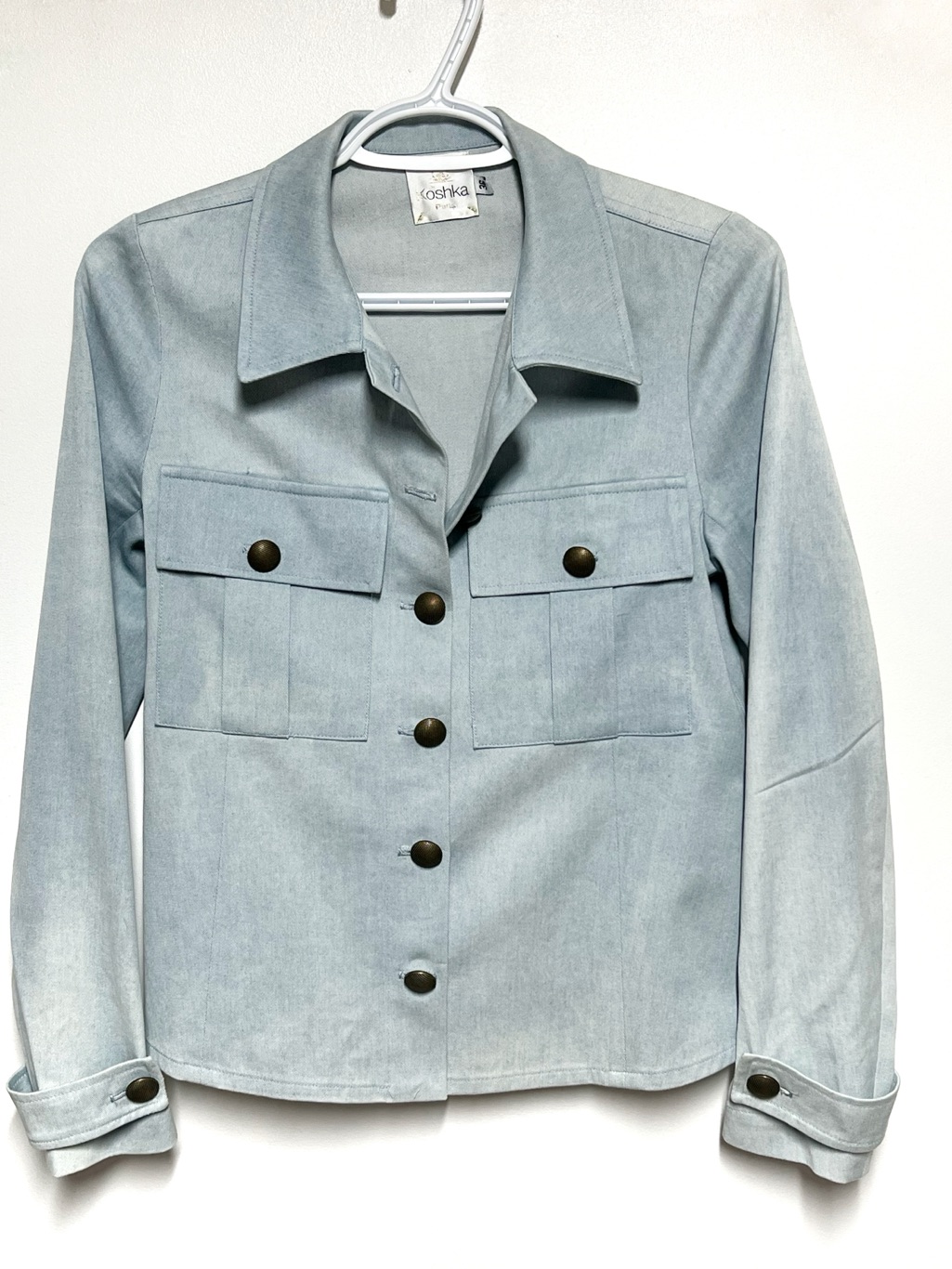 Nwot Rare Koshka Paris Washed Chambray Utility Jacket Womens Sz 4 Small